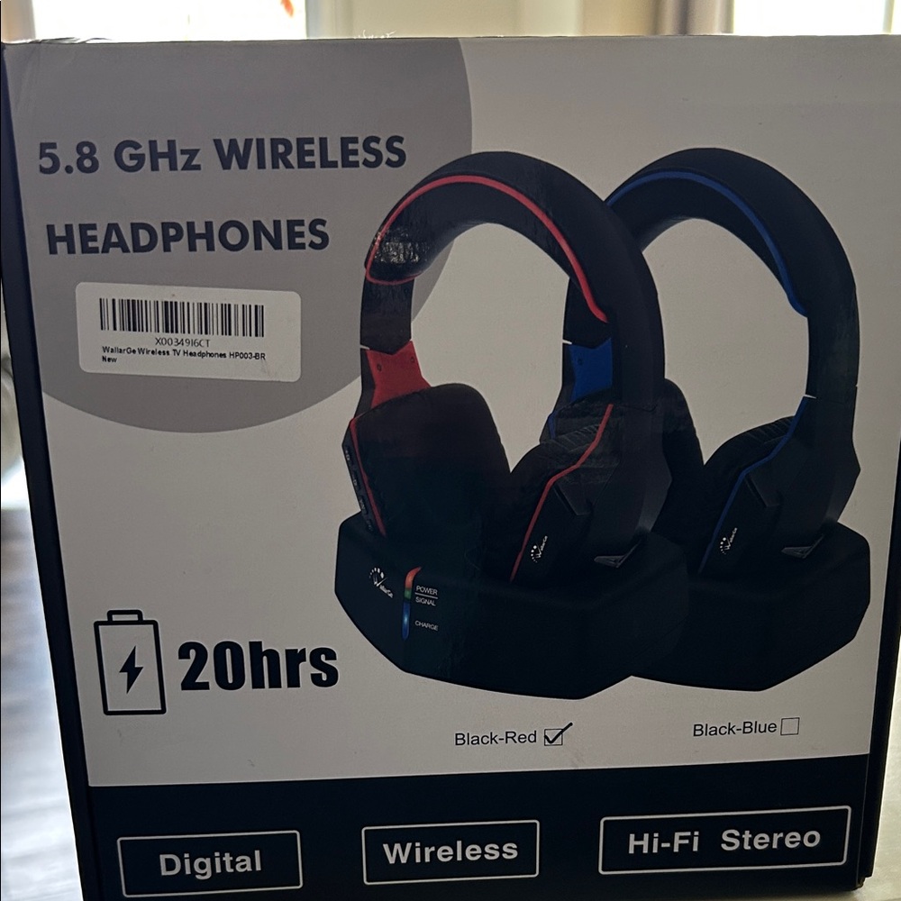 WallarGe Wireless Headphones for TV Watching with RF Transmitter Charging Doc